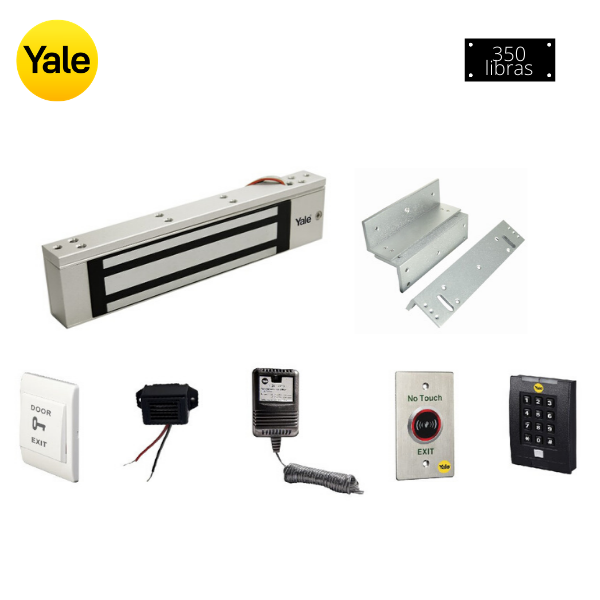 Kit Electroimán 350 libras + Soporte ZL + Control de Acceso