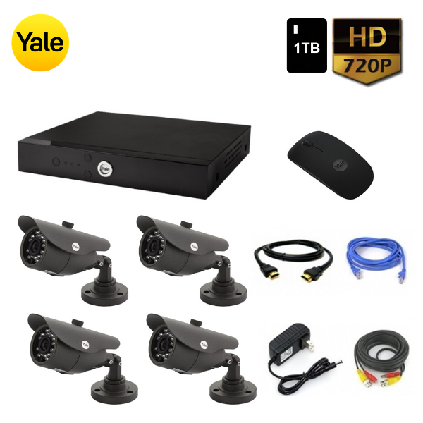 Kit CCTV: 4 Cámaras Bullet + DVR + Disco Duro 1TB
