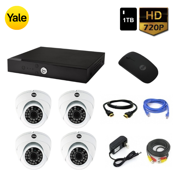 Kit CCTV: 4 Cámaras Domo + DVR + Disco Duro 1TB