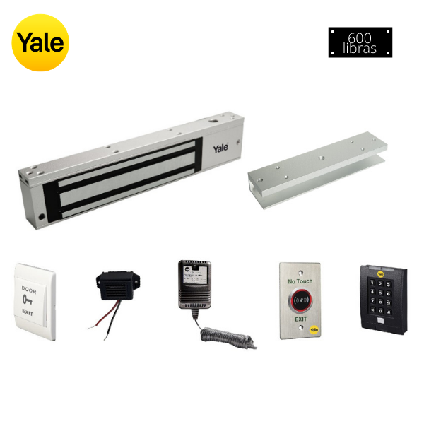 Kit Electroimán 600 libras + Soporte U + Control de Acceso