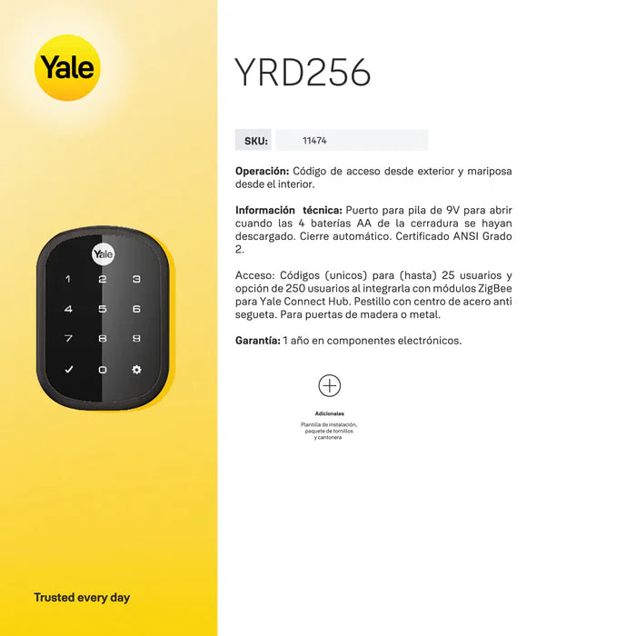 Cerrojo Digital YRD256 Negro