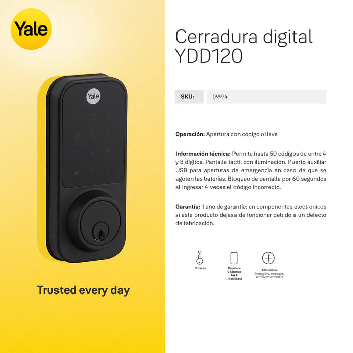 Cerrojo digital YDD120 Negra*