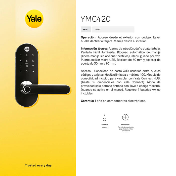Cerradura Digital YMC420D (Con Casete de Embutir)