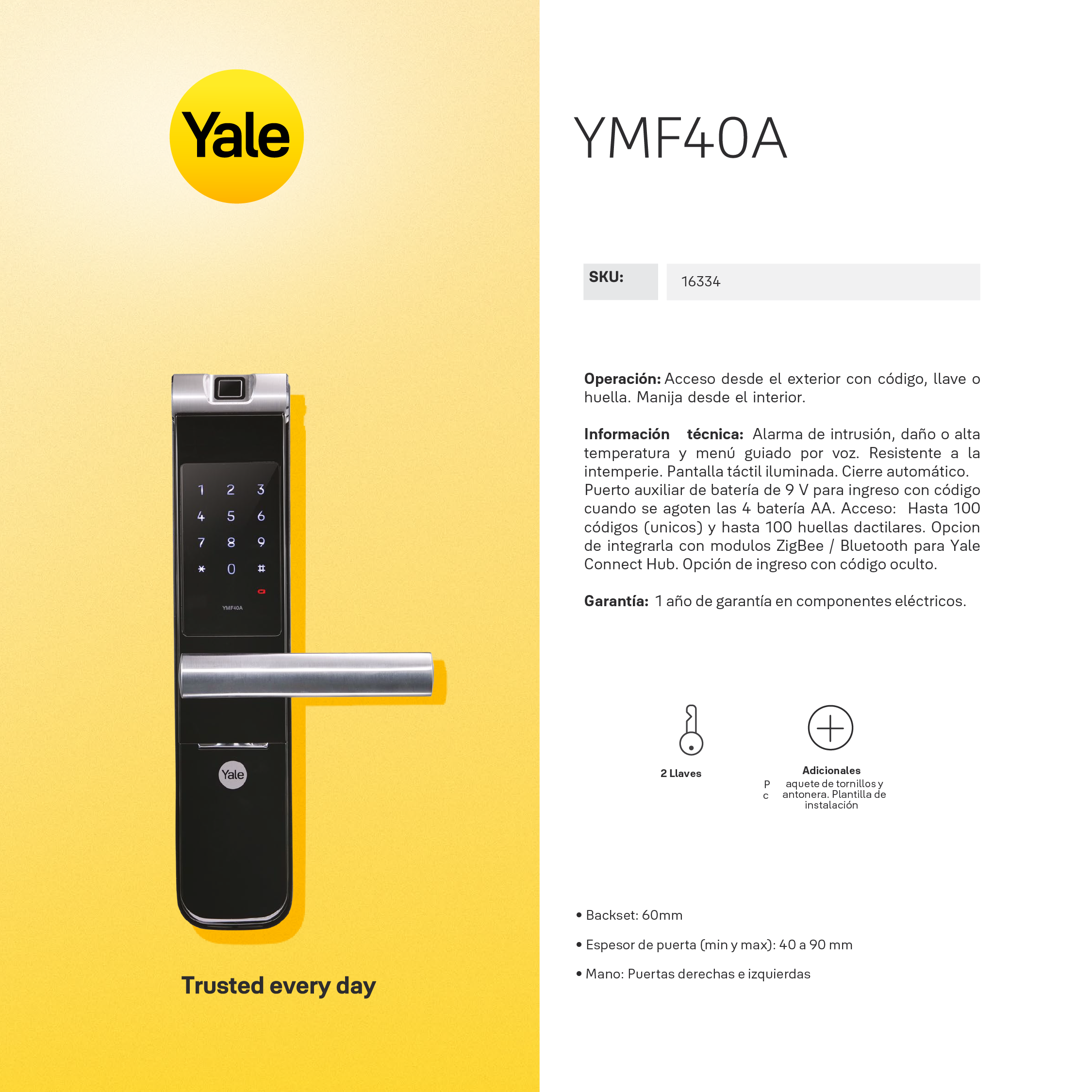 Cerradura digital YMF40A*