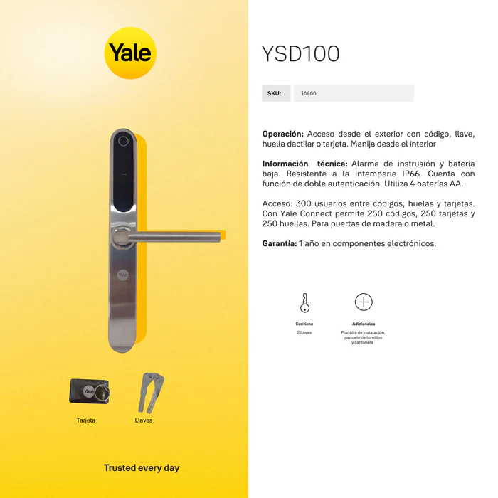 Cerradura Digital YSD100 para puerta corrediza + kit apertura con celular*