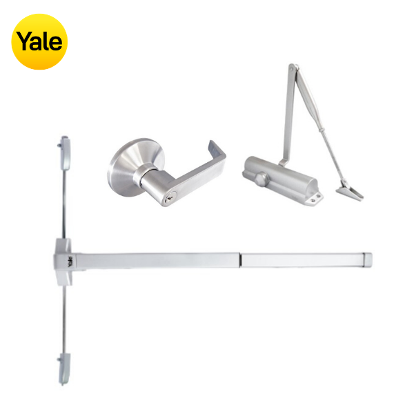 Kit Barra Antipánico Tampa de 2pts + Manija Eiffel + Brazo Hidráulico 3005