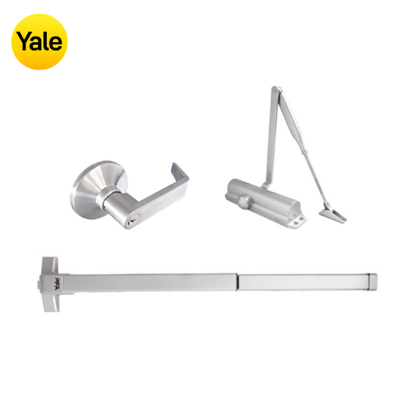 Kit Barra Antipánico Tampa de 1pt + Manija Eiffel + Brazo Hidráulico 3005