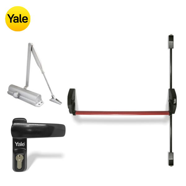 Kit Barra Antipánico Orlando de 2pts + Manija Orión + Brazo Hidráulico 3005