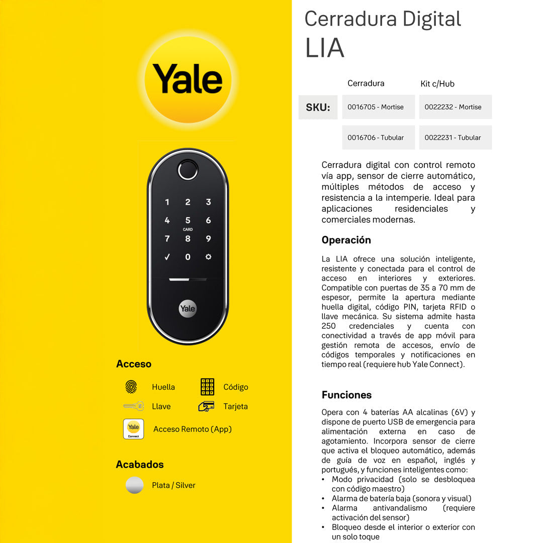 Cerradura de embutir Digital LIA*