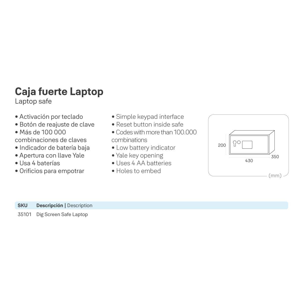 Caja Fuerte Laptop*
