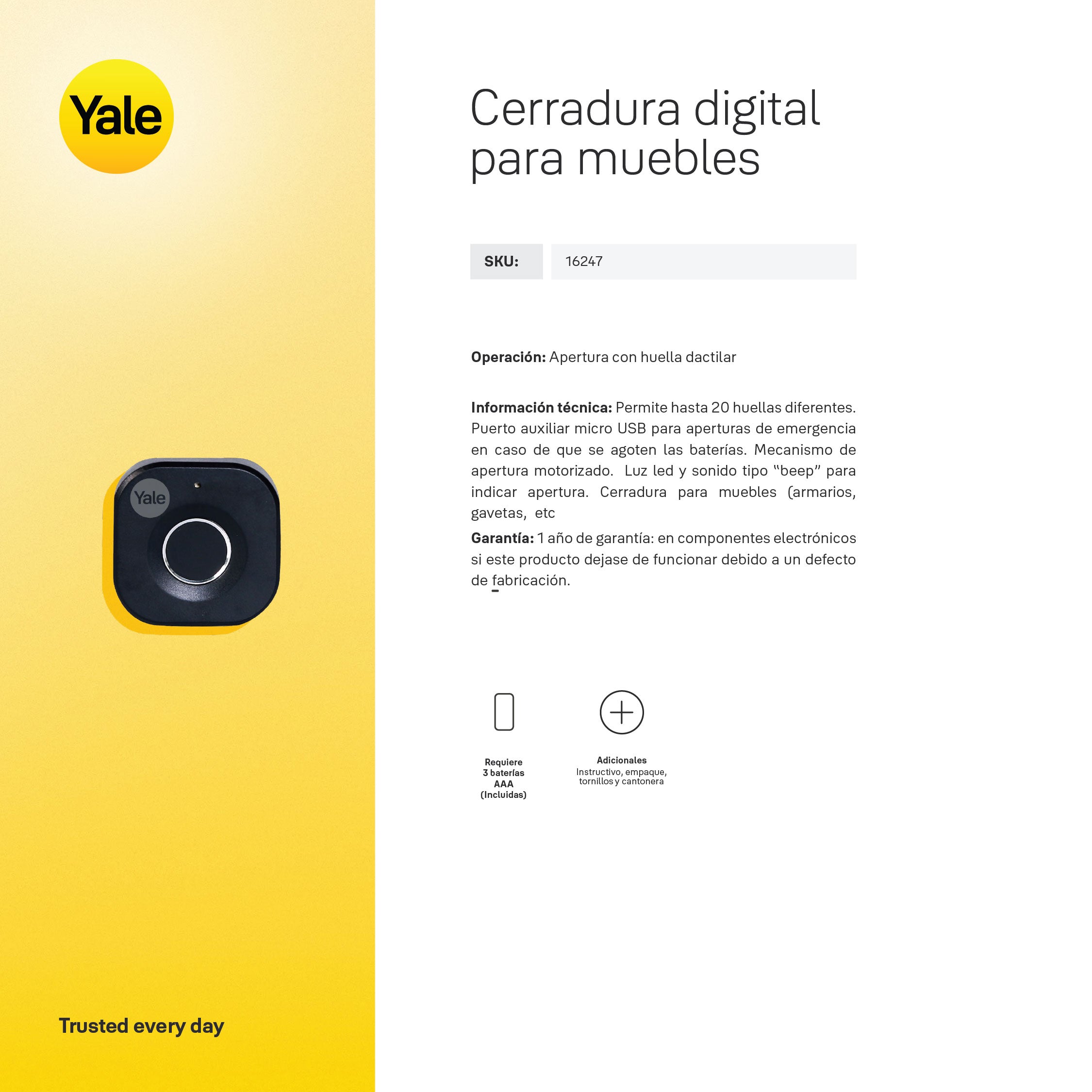 Cerradura  Biométrica para Mueble YF68*