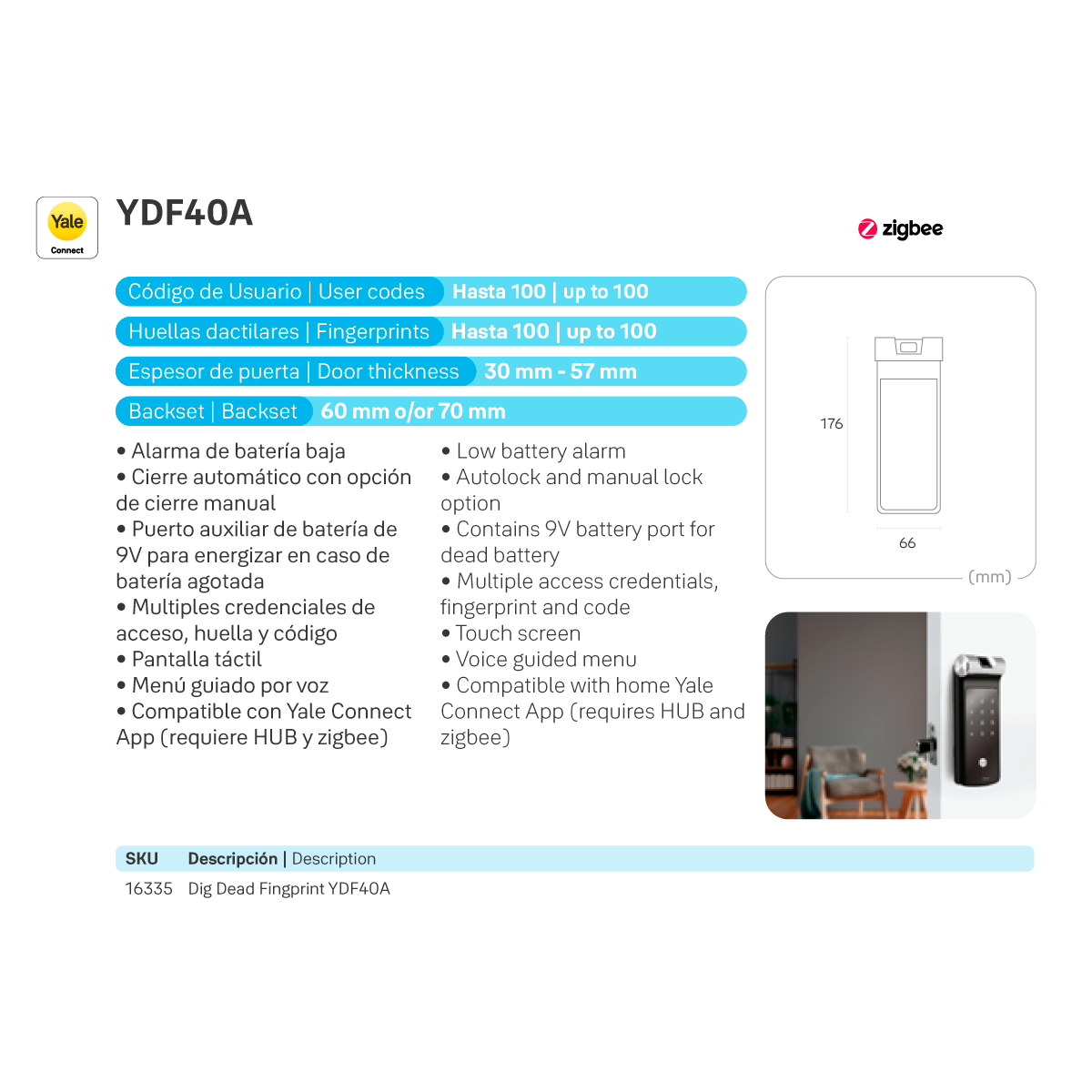 Cerrojo Digital YDF40A*