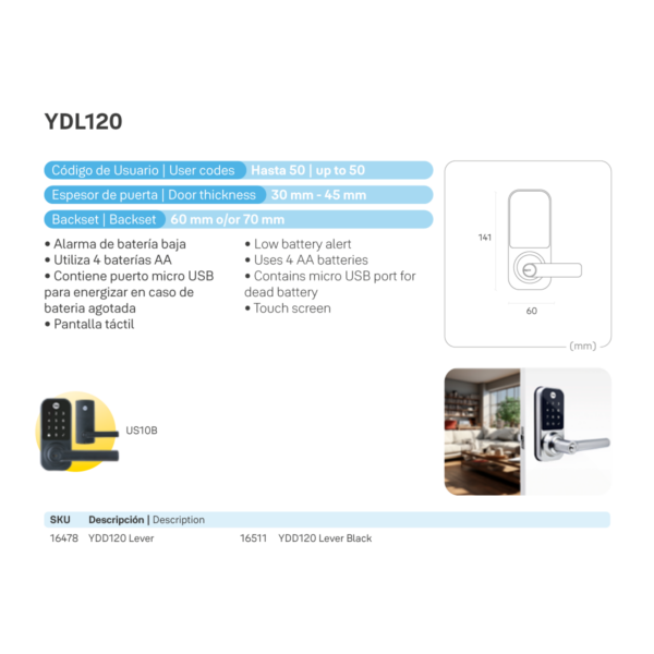 Cerrojo Digital Yale YDL120*