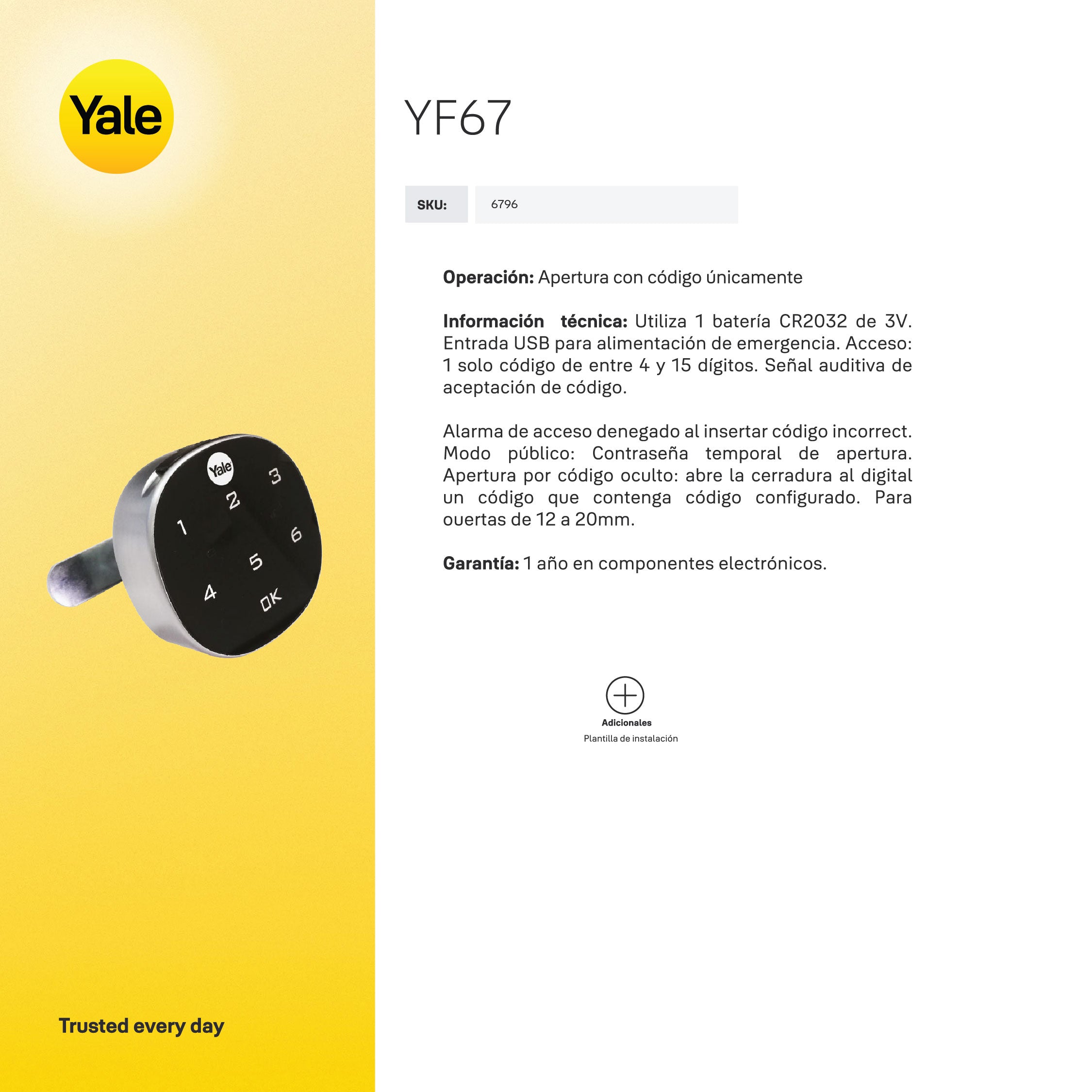 Cerradura para Mueble YF67*