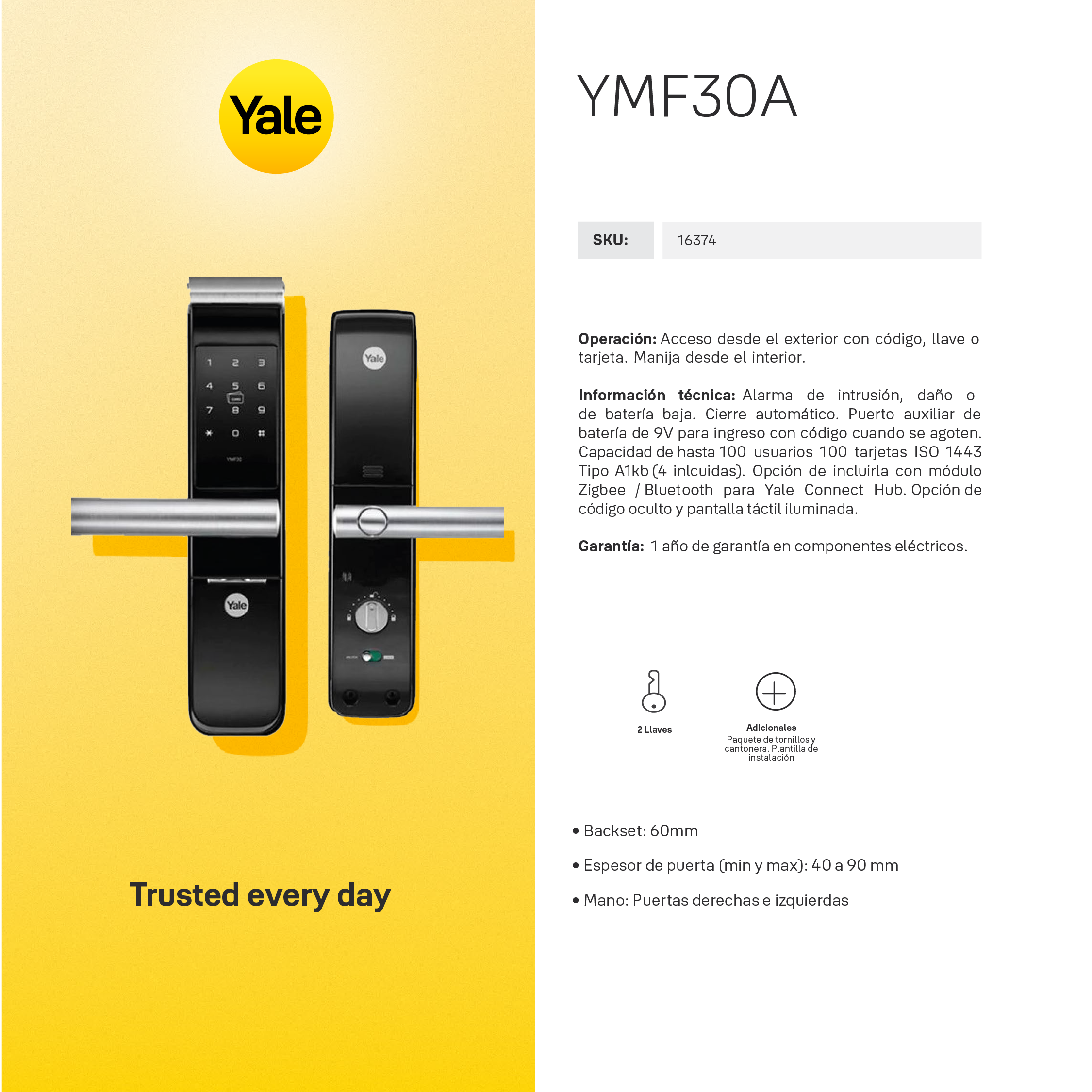 Cerradura Digital YMF30A*