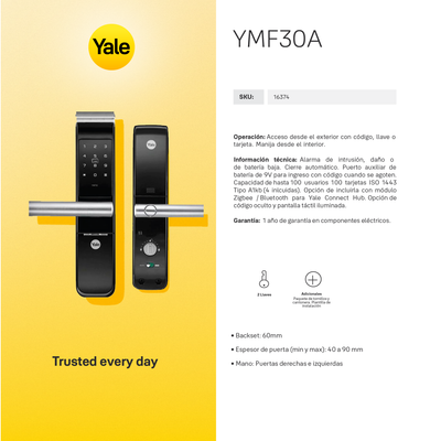 Cerradura Digital YMF30A + kit apertura con celular*