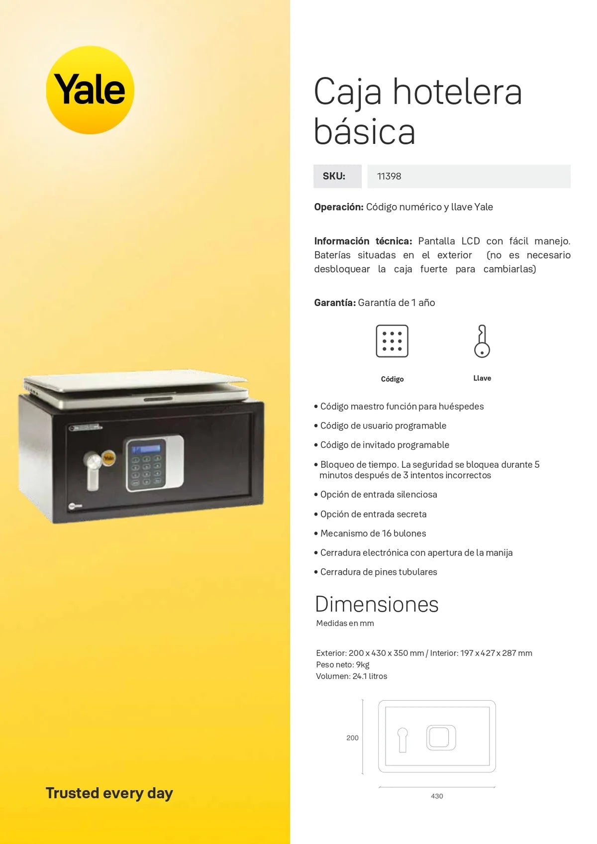 Caja Fuerte Hotelera Básica*